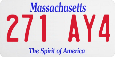 MA license plate 271AY4