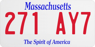 MA license plate 271AY7