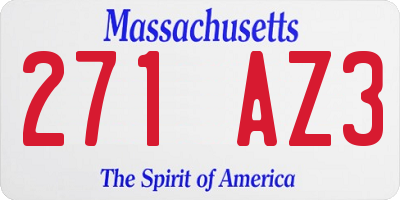 MA license plate 271AZ3