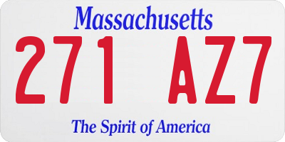 MA license plate 271AZ7