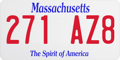 MA license plate 271AZ8
