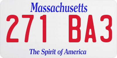MA license plate 271BA3