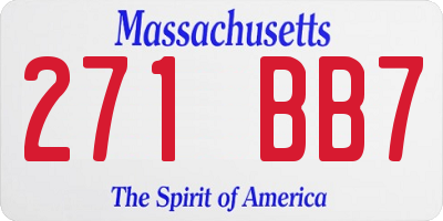 MA license plate 271BB7
