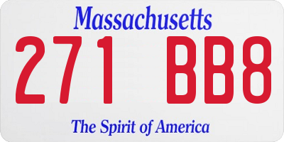 MA license plate 271BB8