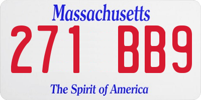 MA license plate 271BB9