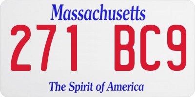 MA license plate 271BC9