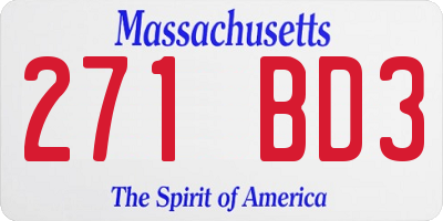 MA license plate 271BD3