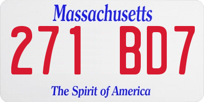 MA license plate 271BD7