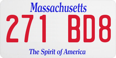 MA license plate 271BD8