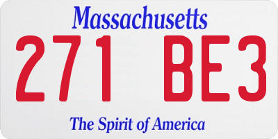MA license plate 271BE3