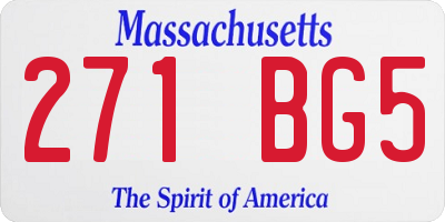 MA license plate 271BG5