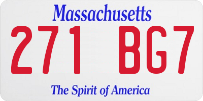 MA license plate 271BG7