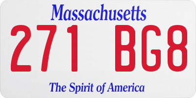 MA license plate 271BG8