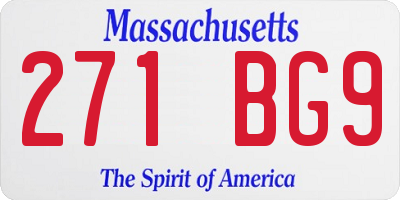 MA license plate 271BG9