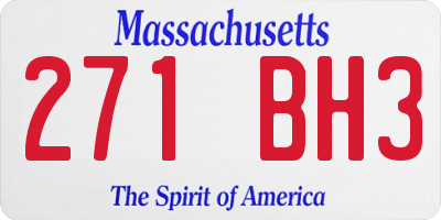 MA license plate 271BH3