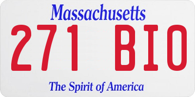 MA license plate 271BI0
