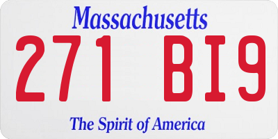 MA license plate 271BI9