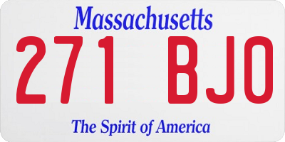 MA license plate 271BJ0