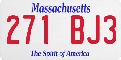 MA license plate 271BJ3