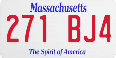 MA license plate 271BJ4