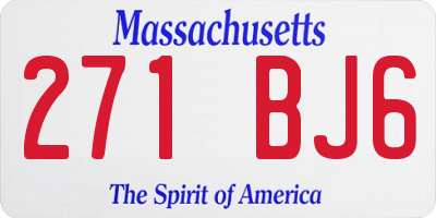 MA license plate 271BJ6