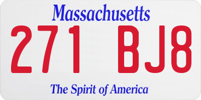 MA license plate 271BJ8