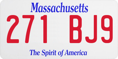 MA license plate 271BJ9