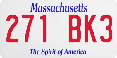 MA license plate 271BK3