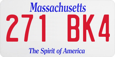 MA license plate 271BK4