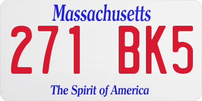 MA license plate 271BK5