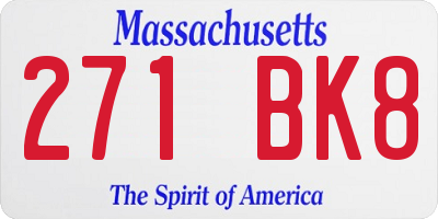 MA license plate 271BK8