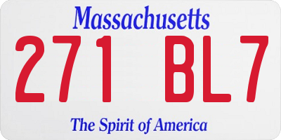 MA license plate 271BL7