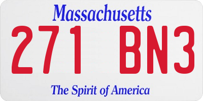 MA license plate 271BN3