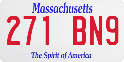 MA license plate 271BN9