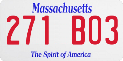 MA license plate 271BO3