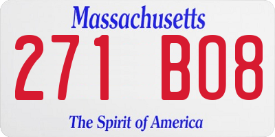 MA license plate 271BO8