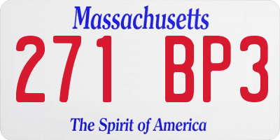 MA license plate 271BP3