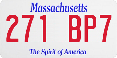 MA license plate 271BP7