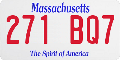 MA license plate 271BQ7