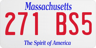 MA license plate 271BS5