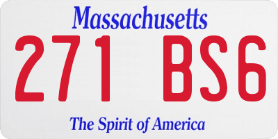 MA license plate 271BS6