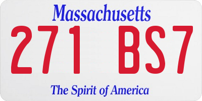 MA license plate 271BS7