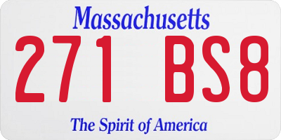 MA license plate 271BS8