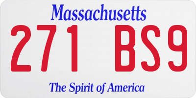 MA license plate 271BS9