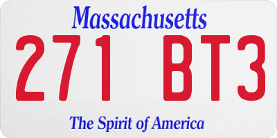 MA license plate 271BT3