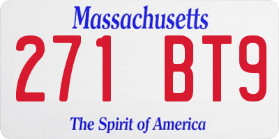 MA license plate 271BT9
