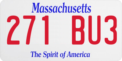 MA license plate 271BU3