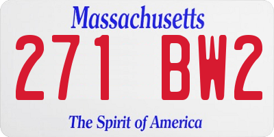MA license plate 271BW2