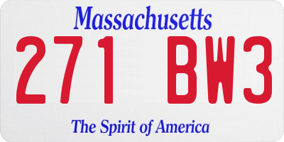MA license plate 271BW3