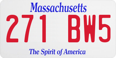 MA license plate 271BW5